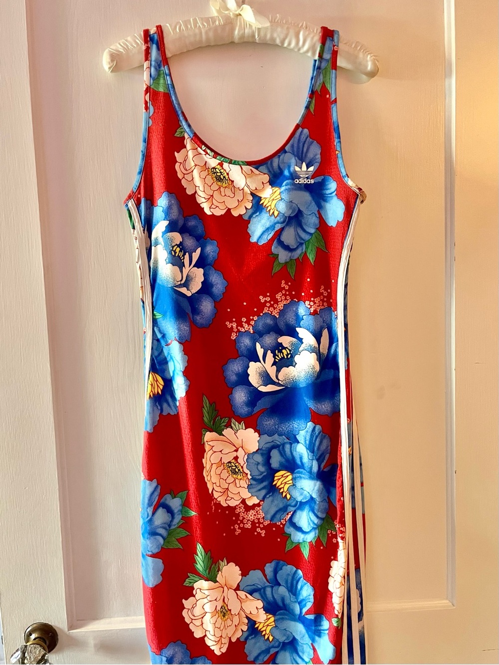 adidas x Farm Rio Chita Red & Blue Floral Bodycon Tank Dress - Picture 5 of 13